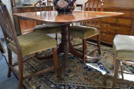 A 19th CENTURY MAHOGANY AND ROSEWOOD BANDED TILT TOP PEDESTAL BREAKFAST TABLE.