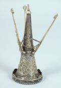 A VICTORIAN FOLDING SILVER GILT POSY HOLDER. London 1864, maker T. S.