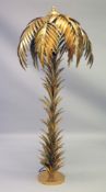 A LARGE PALM GILDED METAL FLOOR LAMP. 5ft high.