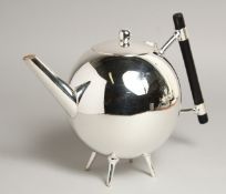 A LARGE CHRISTOPHER DRESSER DESIGN CIRCULAR PLATED TEA POT.
