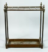 A GOOD VICTORIAN BRASS AND IRON RECTANGULAR STICK STAND. 2ft 1ins high.