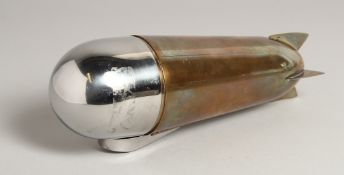 A PLATED ZEPPELIN COCKTAIL SHAKER 9.5ins high.