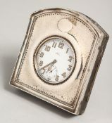 A JAY'S BRIGHTON WATCH in folding silver mounted leather case.