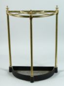 A GOOD VICTORIAN BRASS AND IRON 'D' END STICK STAND 2ft high.