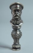 A RUSSIAN SILVER DESK SEAL a man's head, dated 1810 - 11. Mark 88 I P. Faberge mark 7cm long.