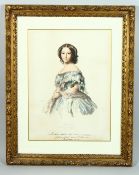 AFTER WINTERHALTER. Portrait of H R H Princess Alice, 1857 with inscription. Image 34cm x 46cm.