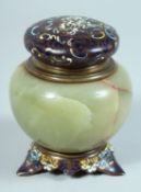 A PAIR OF 19TH CENTURY FRENCH CLOISONNE ENAMEL VASES and an INKSTAND (3), 4ins high.