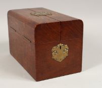 F. ALAIS, BELGRAVE MANSIONS. A FITTED WOODEN CIGARETTE AND CIGAR BOX. 10ins long.