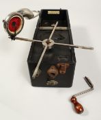 A RARE PETER PAN PORTABLE GRAMOPHONE in a leather case. Bears label.