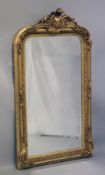 A LARGE GILT WOOD MIRROR 5ft high.