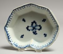 A RARE JAMES PENNINGTON SPOON TRAY OR PICKLE DISH painted with flowers and a line and loop border in
