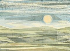 Early 20th Century School, A stylized landscape with geometric lines, watercolour, indistinctly