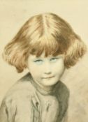 C.P. Dickens, Portrait of a young girl, watercolour, signed and dated 1922, 9.75