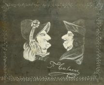 19th Century French School, a novelty chalk drawing, indistinctly signed, 18