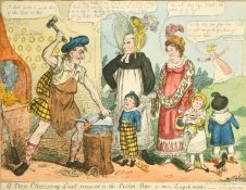 George Cruikshank, a scene at Gretna Green, hand coloured etching, 9