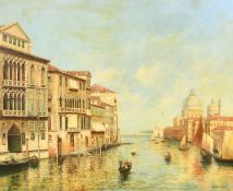 Roberto Cesari, gondolas on a Venetian canal, oil on canvas laid down, signed, 19.75