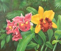 Klein, Orchids, oil on canvas, signed, 19.75