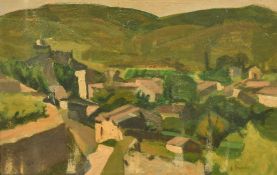 J. Burois, view of a hilltop village, oil on canvas, signed, 10.75