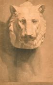 19th Century School, a sketch of a lion mask, charcoal and chalk, 13