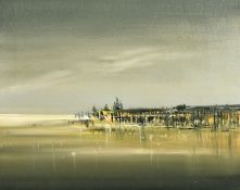 Kit Barker (1916-1988) British, 'Derelict Pier, Kent', oil on canvas, 16