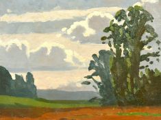 John Brown, A pathway in a landscape, oil on board 11
