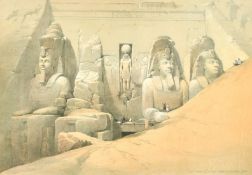 After Roberts, Front elevation of The Great Temple of Abossimble, Nubia, photo lithograph, 14.5