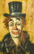 Peters, 20th Century, a head study of a clown, oil on canvas, signed, 27.5
