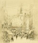 William Walcot, Ludgate Hill, etching, signed in pencil, label verso, 6.25
