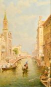 Russian School 20th Century, A Venetian canal, oil on canvas, signed and verso with inscription, 18