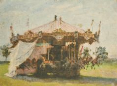 Bernard Sickert (1862-1932) an oil sketch of a carousel, unstretched and unframed, 10