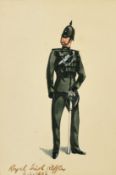 A sketch of a member of the Royal Irish Riffles, circa 1886, watercolour, 5.5