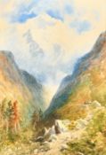 Edward Matthews, 'Summer in Switzerland The Jung Fran', signed, inscribed and dated 1889, 10.75