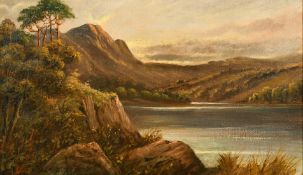 F. Fortescue, A Highland loch scene, oil on canvas, signed, 12