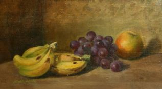 W. Weber, A still life of bananas, grapes and an apple, oil on canvas board, bears signature, 9
