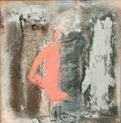 M. Brot, a pair of modern figural studies, mixed media on canvas, signed, 12