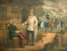 After F. Hartwich (19th Century) An interview of Napoleon III with Count Bismarck after the Battle
