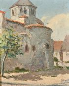 20th Century French School, a view of village buildings, oil on panel, indistinctly signed, 16