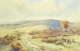 Edmund G. Fuller, An extensive moorland landscape, watercolour, signed, 19