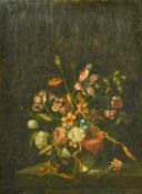 19th Century French School, a still life of mixed flowers, oil on board, 13
