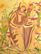 Alice Gouault, a scene with St. Francis of Assisi, oil onboard, signed, 24