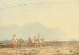 James Whaite (fl.1876-1896) British, 'Penmaenmawr, Wales', Cockle pickers at low tide,