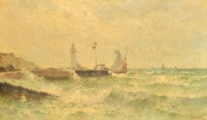 Thomas Webber, boats leaving port, oil on canvas, signed, 13