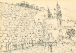 Nehemiah Stenzel, A pair of pencil drawings of Holy Land scenes, both signed and inscribed, 9.5