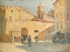Terrick John Williams (1860-1936) British, 'The Entrance to the Market, St. Tropez', oil on