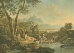 Morret, after Demarne, La promenade du Matin, and La promenade du Soir, a pair of colour prints,