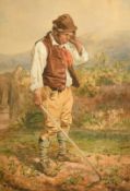 George Hart Taylor, circa 1871, 'Pat's Poor Prospects', scene of a farmer, possibly Irish,