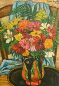Pierre Noyelle, circa 1947, a still life of colourful flowers, oil on panel, signed, 21.5