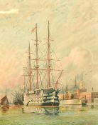 After William E Atkins, British 1842-1910- ''HMS Victory'', chromolithograph, published by J S