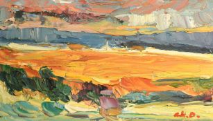 20th Century French School, a pair of unframed coastal scenes, oils on board, each 6.25