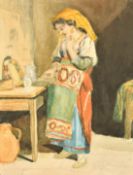 A collection of watercolours and drawings removed from albums, mostly figures, from 4.75